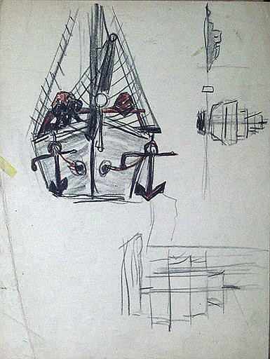 Bateau vu de face (trois études) [titre attribué]_0