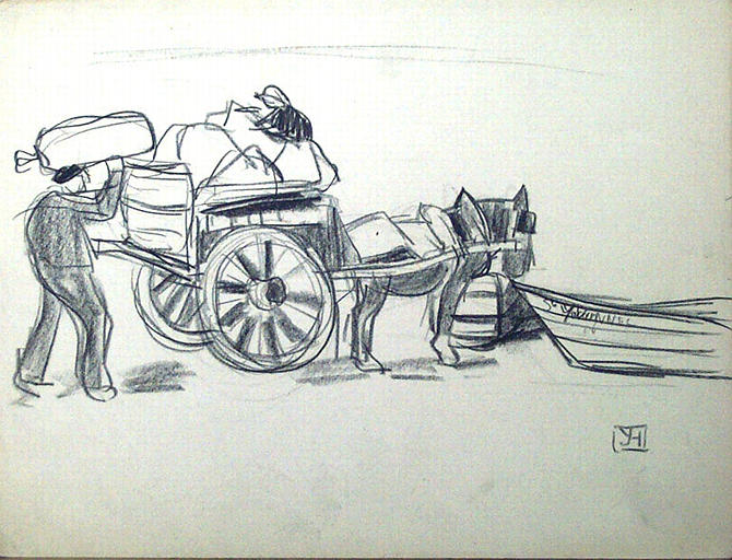 Chargement de la charrette (esquisse) [titre attribué]_0