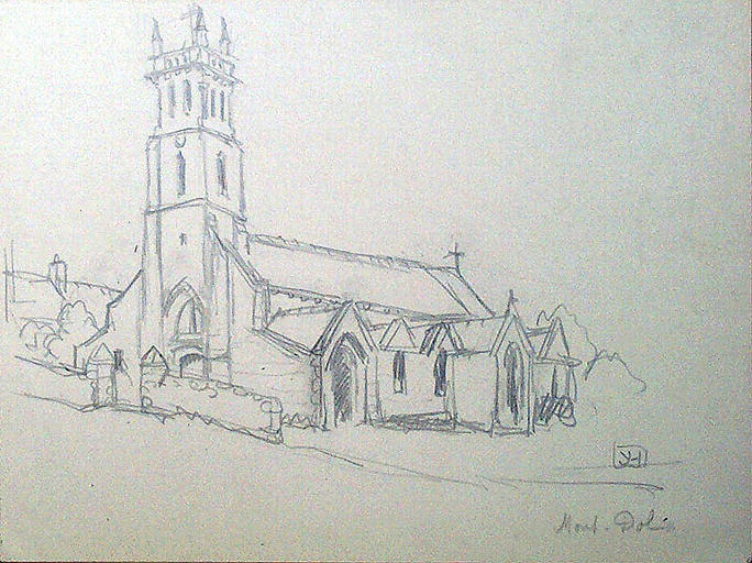 Le Mont Dol, église du bourg (esquisse) [titre attribué]_0
