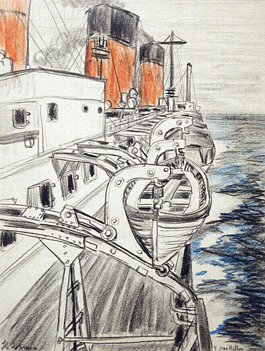 L'Ile de France : alignement des canots de sauvetage [titre attribué]_0