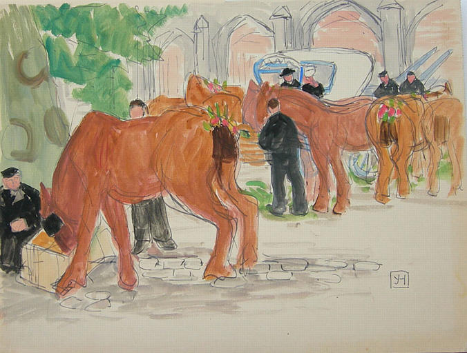 Chevaux à la queue décorée (étude) [titre attribué]_0