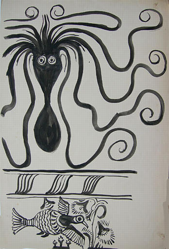 Art crétois : poulpe et oiseaux (copie d'un fragment de frise) [titre attribué]_0