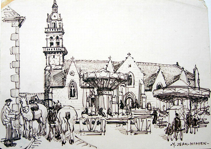 Gourin : la fête foraine place de l'église [titre attribué]_0