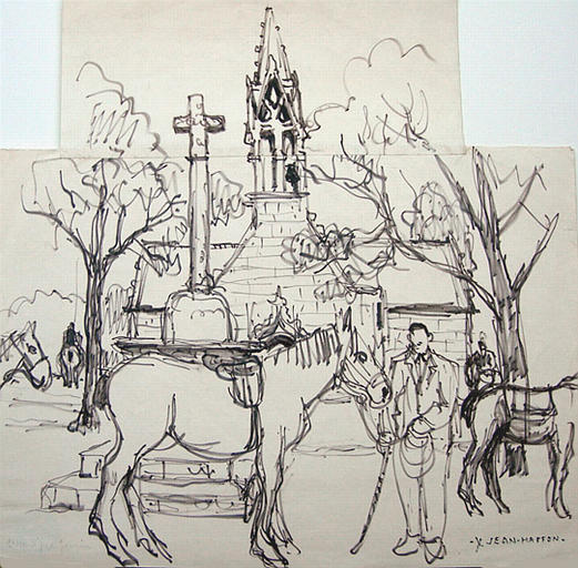 St Hervé près de Gourin : chevaux et cavaliers [titre attribué]_0