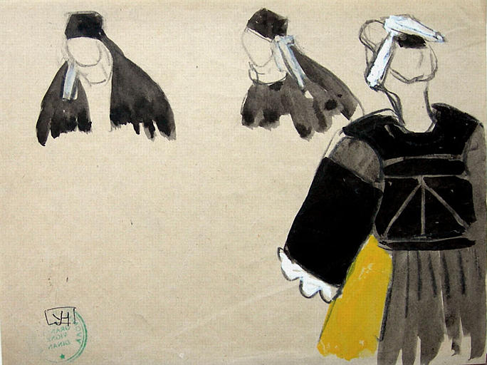 Le Faouët : Costumes féminins (étude coiffe et corsage) [titre attribué]_0