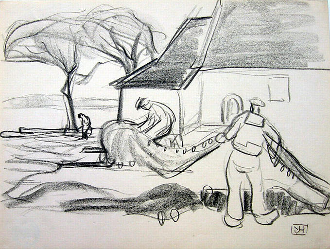 Pliage des filets (étude) [titre attribué]_0