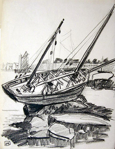 Bateau de pêche à marée basse [titre attribué]_0