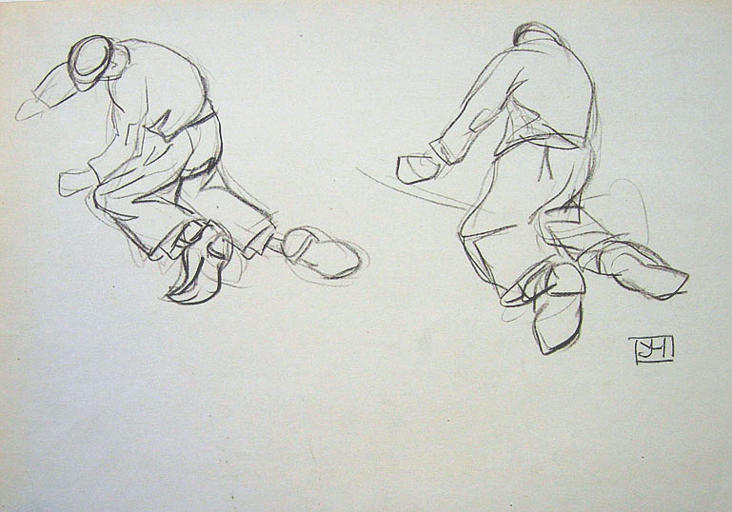 Pêcheurs agenouillés (étude de geste) [titre attribué]_0