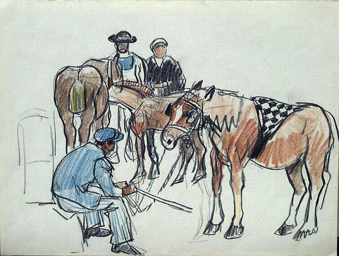 Les chevaux à saint Hervé (Gourin) [titre attribué]_0