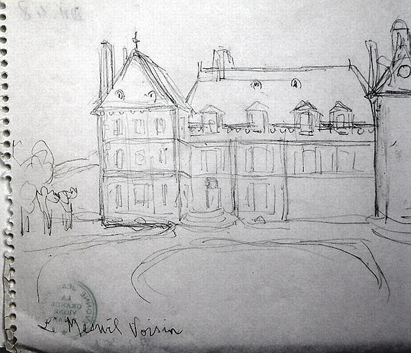 Le Mesnil Voisin, côté jardin (esquisse) [titre attribué]_0
