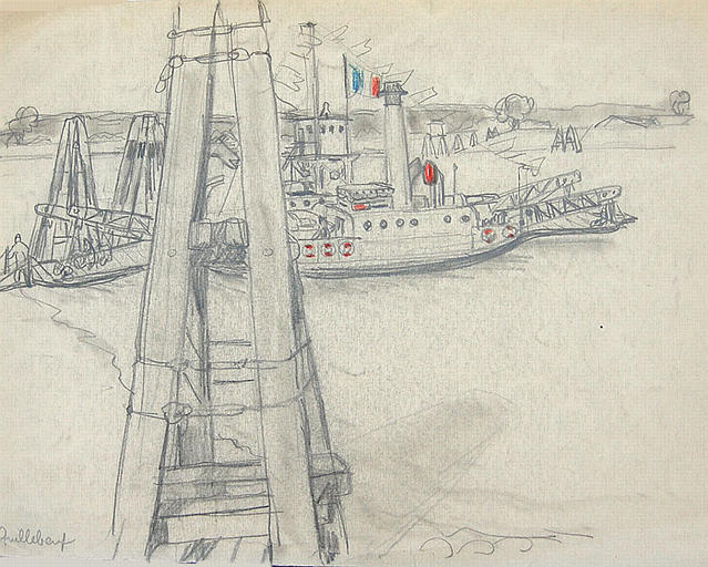 Bateaux pavoisés à Quillebeuf [titre attribué]_0