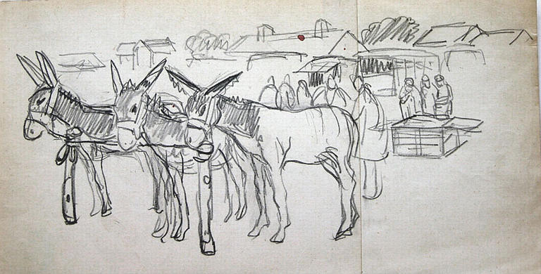 Lessay : foire aux ânes (esquisse) [titre attribué]_0