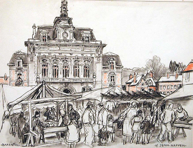 Le marché à Barentin, place de la Mairie [titre attribué]_0