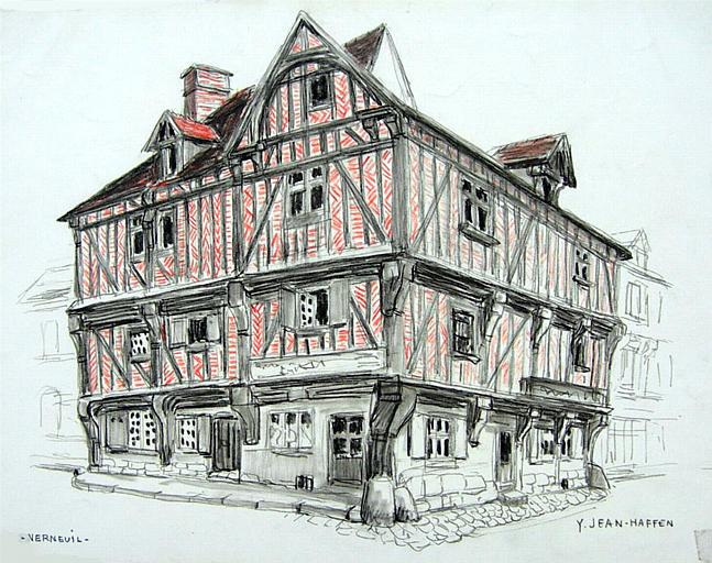 Verneuil : maison à pan-de-bois [titre attribué]_0