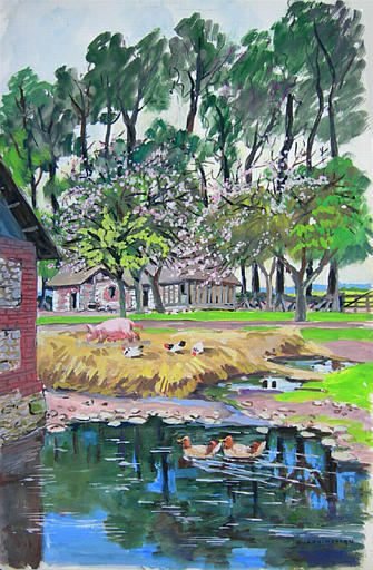 Cour de ferme au pays de Caux [titre attribué]_0