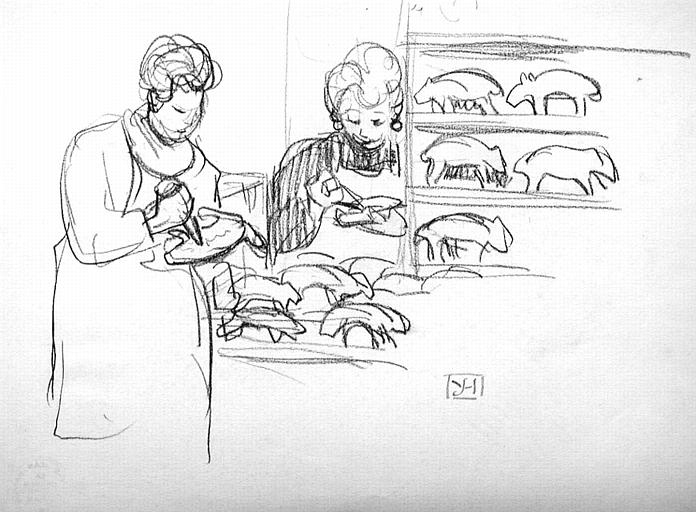 Les marchandes de petits cochons (esquisse) [titre attribué]_0