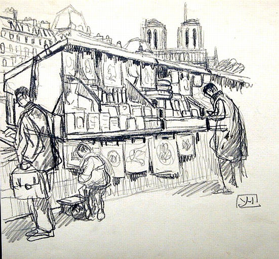 Bouquinistes le long de la Seine [titre attribué]_0