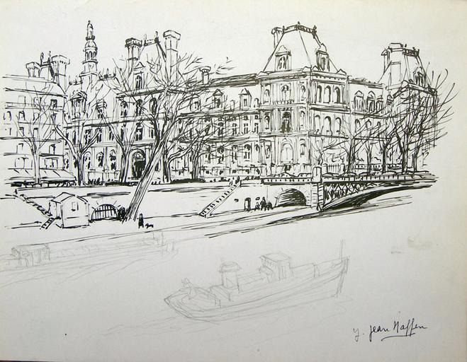 L'Hôtel de ville de Paris (esquisse) [titre attribué]_0