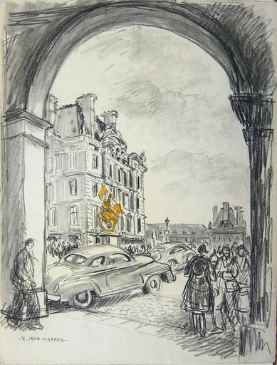 Le Louvre : Pavillon de Marsan (vu d'une arcade de la place des Pyramides) [titre attribué]_0
