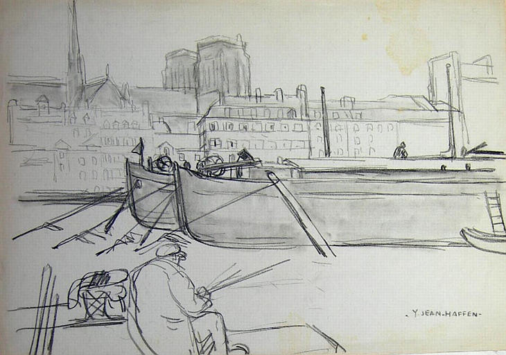 Les chalans sur la Seine (esquisse) [titre attribué]_0
