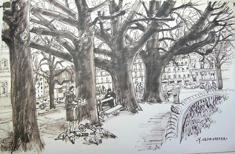 Les grands arbres du rond-point des Champs-Elysées [titre attribué]_0