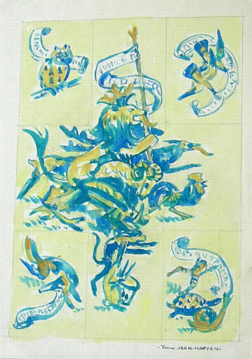 Le roman de Renart, illustration (maquette en bleu et jaune) [titre attribué]_0