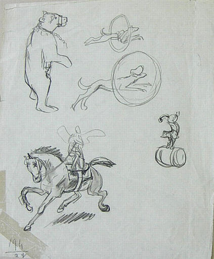 Les animaux savants (croquis) [titre attribué]_0