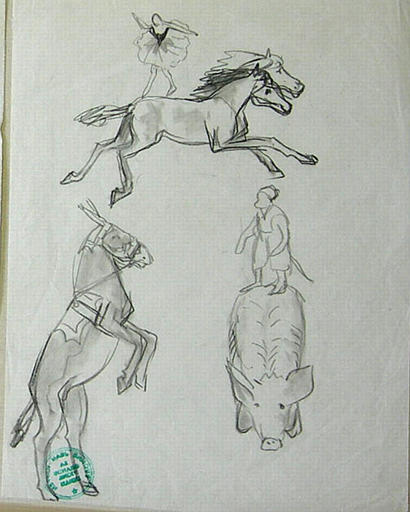 Au cirque : les montures (croquis) [titre attribué]_0