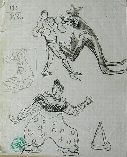 Le kangourou boxeur (croquis) [titre attribué]_0