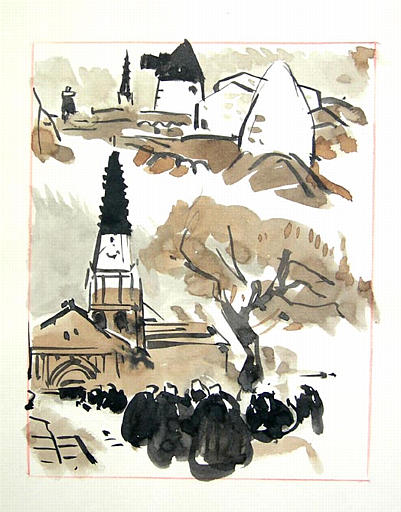 Pages 75, 76, 85 et 86 : Village dans le marais poitevin (deux esquisses) [titre attribué]_0
