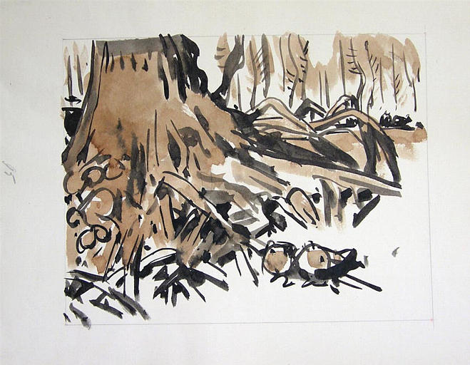 Pages 95, 96, 97 et 98 : au pied de l'arbre (esquisse) [titre attribué]_0