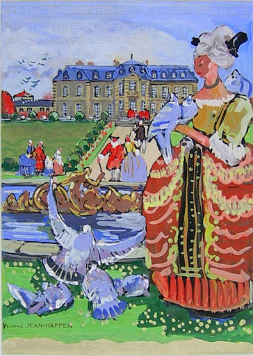 Marquise et tourterelles à Champs (projet pour une affiche) [titre attribué]_0