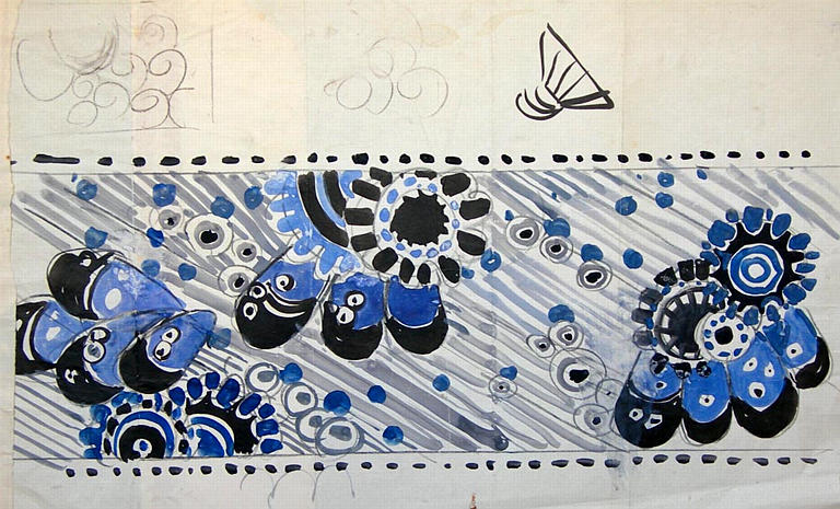 Motifs bleus (projet bande de tissus) [titre attribué]_0
