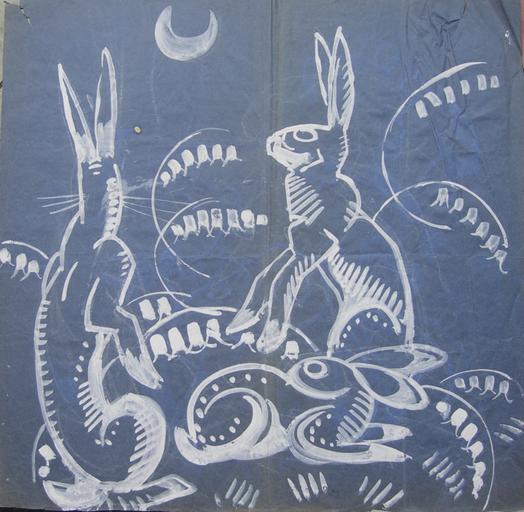 Trois lapins au clair de lune, et Chèvre et cabri (projet) [titre attribué]_0