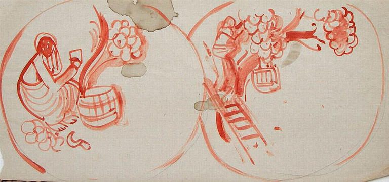 La récolte : deux projets d'assiettes (esquisse) [titre attribué]_0