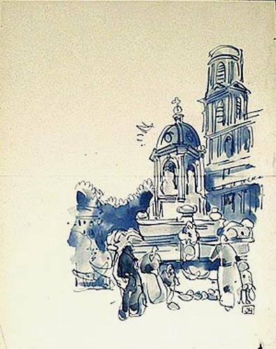 Fontaine St Sulpice de Paris (esquisse) [titre attribué]_0