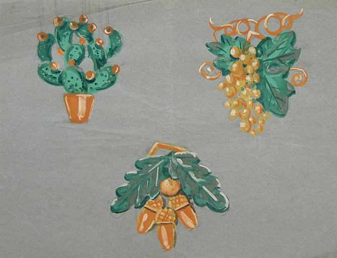Trois motifs végétaux pour pendentifs [titre attribué]_0