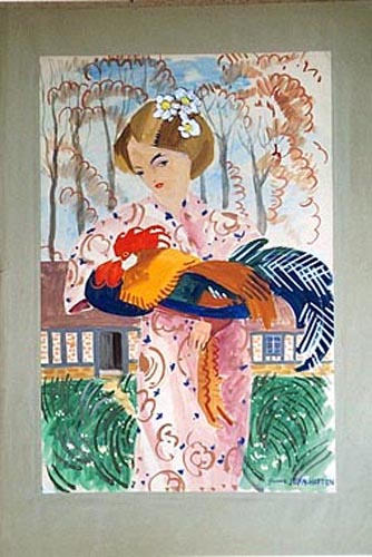 La fillette et le coq (projet décoratif) [titre attribué]_0
