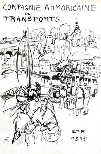 Eté 1955 : les quais de Dinan (esquisse) [titre attribué]_0