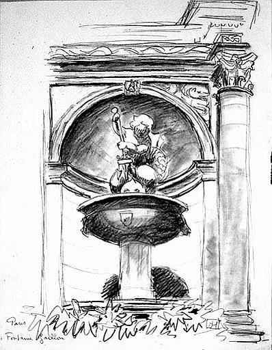 Paris : Fontaine Gaillon (esquisse, titre inscrit)_0