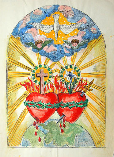 Sacré Coeur, Coeur de Marie (copie d'une image d'Epinal) [titre attribué]_0