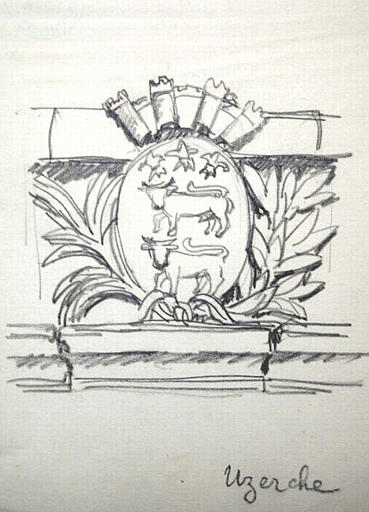 Uzerche : blason aux deux taureaux (croquis) [titre attribué]_0