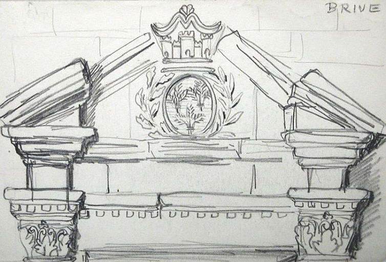 Brive : fronton (croquis) [titre attribué]_0