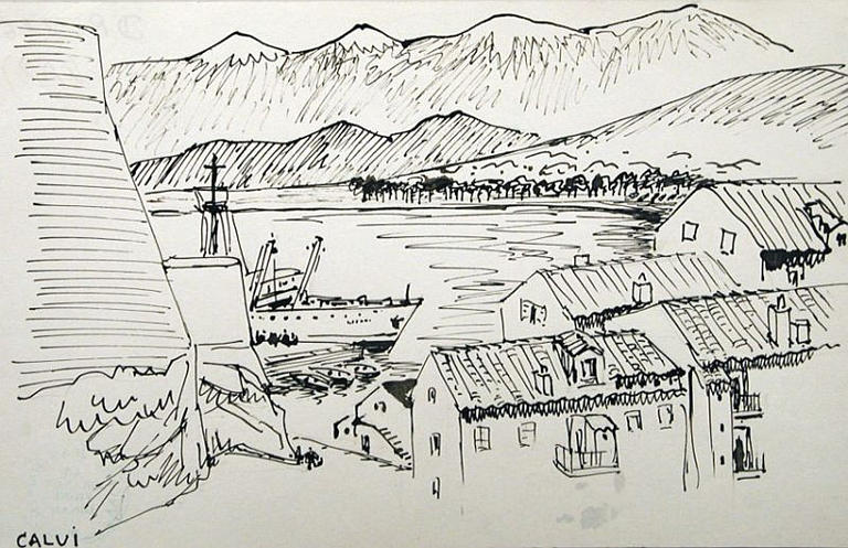 Calvi : le port (croquis) [titre attribué]_0