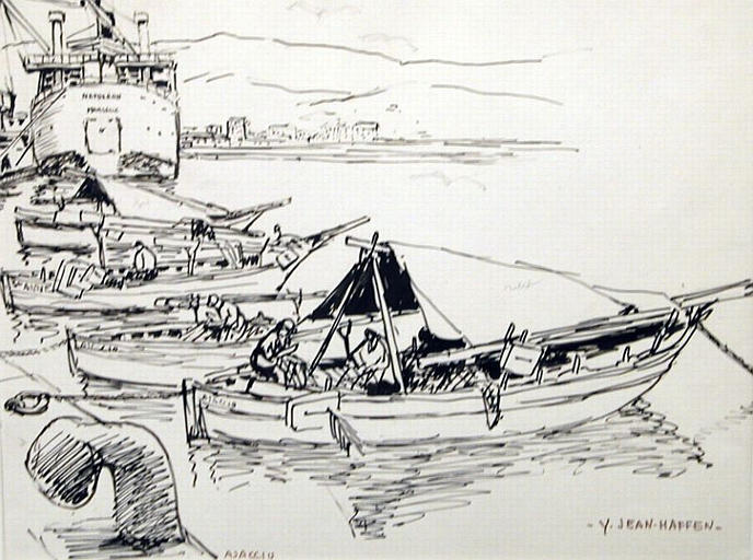 Ajaccio : barques de pêche devant le Napoléon [titre attribué]_0