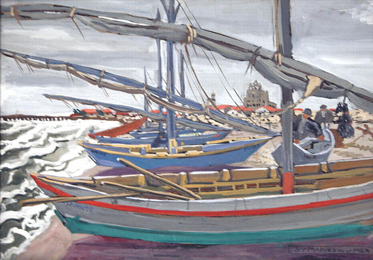 Les barques de pêche aux Saintes Maries [titre attribué]_0