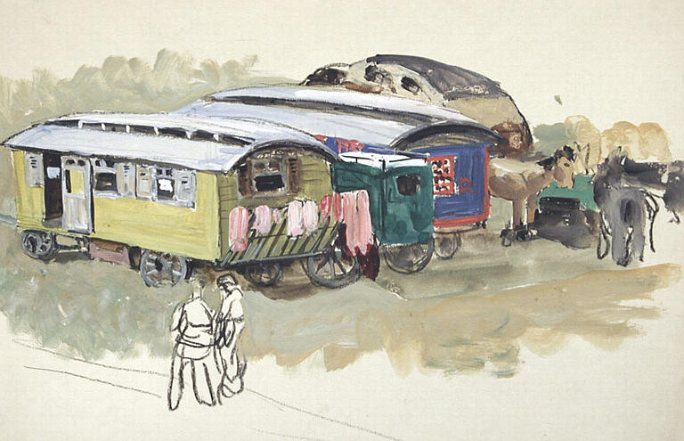 Les roulottes des gitans (étude) [titre attribué]_0
