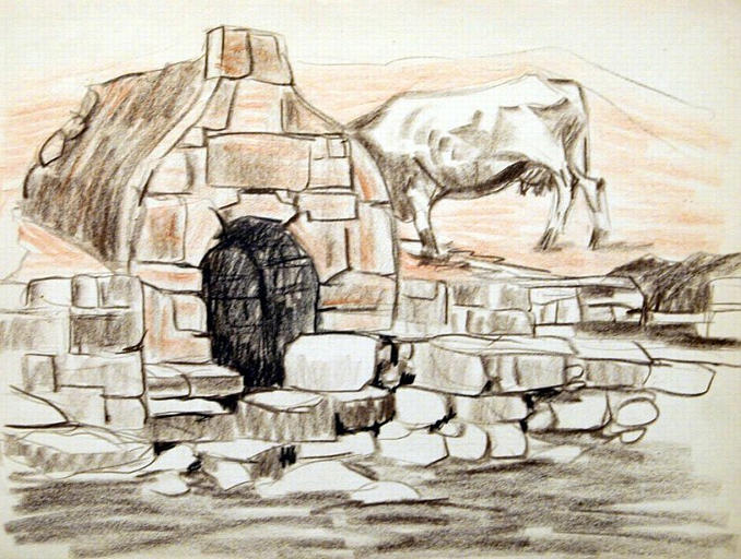 La fontaine et la vache (esquisse) [titre attribué]_0