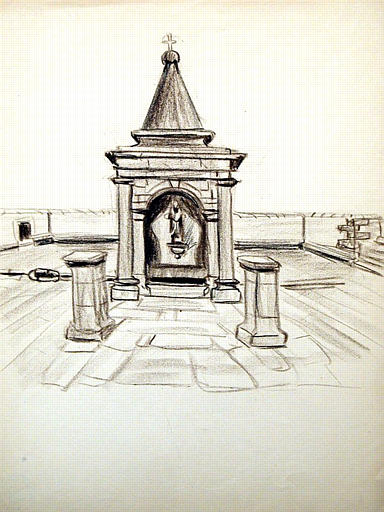 Une fontaine de pierre (St Cornely, esquisse)_0