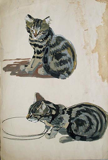 Chat et son assiette de lait (étude) [titre attribué]_0